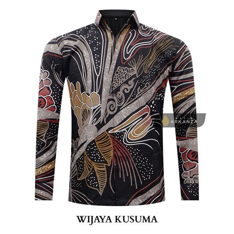 Jual Batik Arkanza Motif Wijaya Kusuma Hem Atasan Kemeja Baju Batik