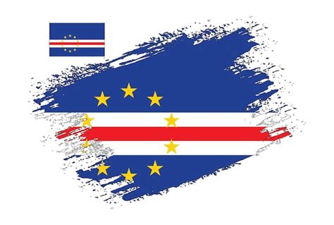 Design De Pincel Vetor De Bandeira De Cabo Verde Vetor Premium