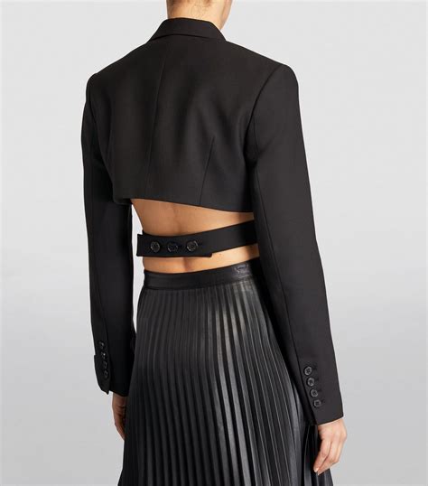 Rokh Black Cropped Waist Tie Blazer Harrods Uk