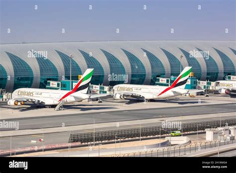 Dubai, United Arab Emirates - May 27, 2021: Emirates Airbus A380 airplanes at Dubai airport (DXB ...