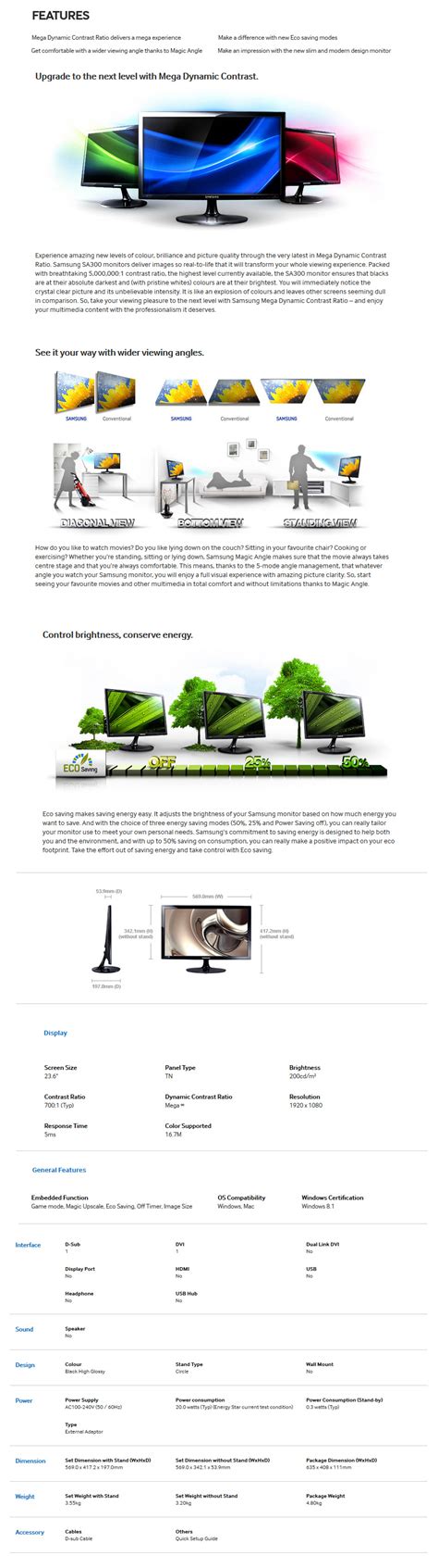 Buy Samsung S24D300 24in Widescreen LED Monitor [S24D300BL/XY] | PC ...