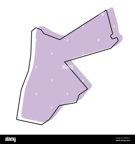 Jordan Country Simplified Map Violet Silhouette With Thin Black Smooth