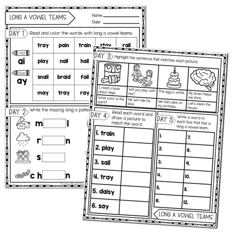 2nd Grade Phonics Worksheets Long A Vowel Teams Worksheets Library