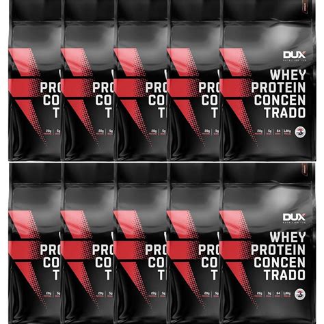 Kit 10x Whey Protein Concentrado 1800g Refil Chocolate Dux