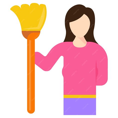 Premium Vector Sanitation Workers Holding Long Handle Broom Concept