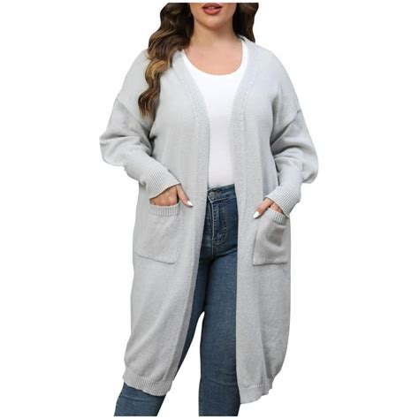 Smihono Start Off 2024 Plus Size Womens Soft Long Sleeve Open Front