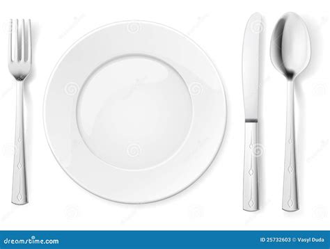 Empty Plate With Spoon Knife And Fork Stock Vector Illustration Of