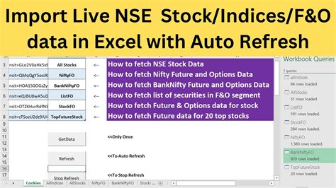 How To Import NSE Live Stock Indices F O Data In Excel With Auto