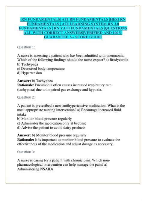 RN FUNDAMENTALS| ATI RN FUNDAMENTALS |HESI RN FUNDAMENTALS | ATI