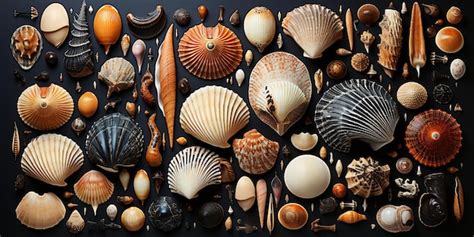 Premium Photo A Collection Of Seashells And Marine Specimens Background
