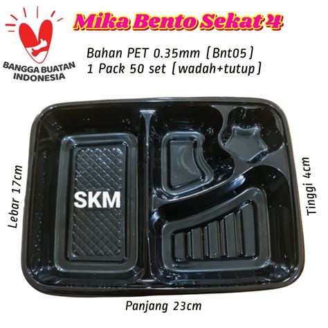 Jual Mika Bento Sekat 4 PET 05 Tray Bento Bintang Isi 50 Set Hitam