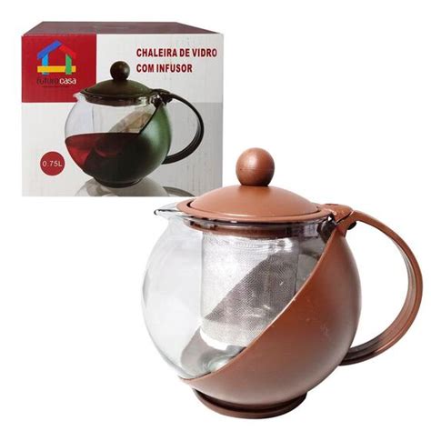 Chaleira Bule Vidro Infusor para Chá de Aço Inox 750ML Hai Brasil