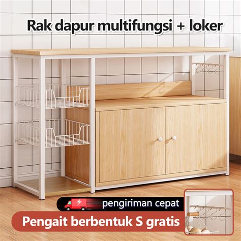 Jual Dapur Susun Minimalis Bumbu Rak Oven Microwave Dapur Kayu