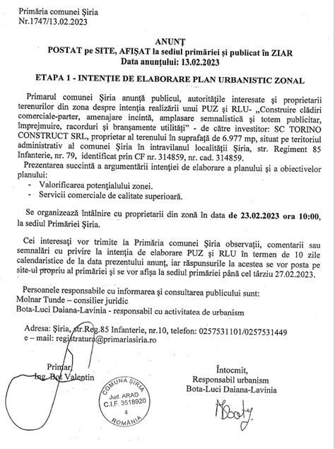 Anun N Etapa I Inten Ie De Elaborare Plan Urbanistic Zonal