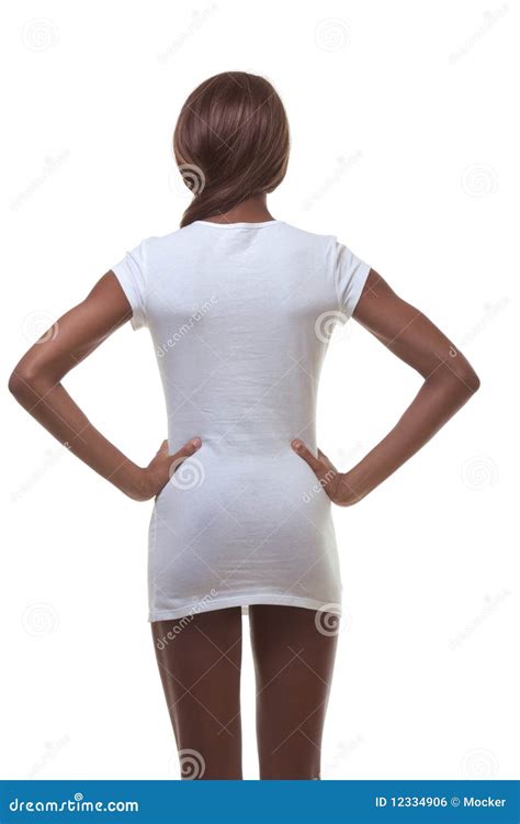 Black Naked Woman In White T Shirt Slender Legs Stock Photo Image Of Black Beautiful 12334906