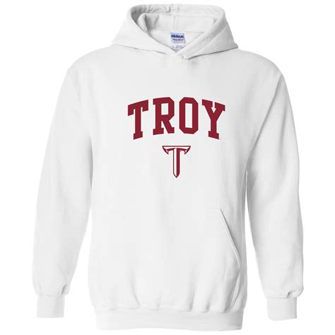 Troy University Trojans Arch Logo Cotton Hoodie - White