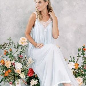 Vtg 70s Blue Lingerie Nightgown Slip Dress Boudoir Lace Etsy