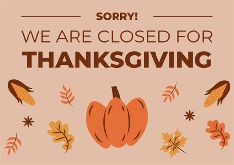 Free Thanksgiving Closed Shop Sign Template To Customize