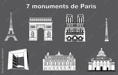 Monuments De Paris France Stock Vector Adobe Stock