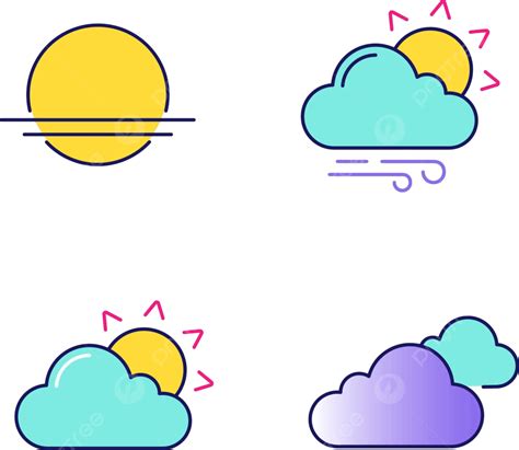 Weather Forecast Color Icons Set Forecast Sunset Cloud Vector Forecast Sunset Cloud Png And