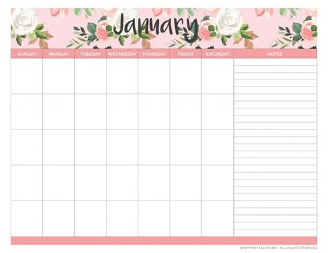 Free Printable Monthly Planner Calendar Undated My Printable Home