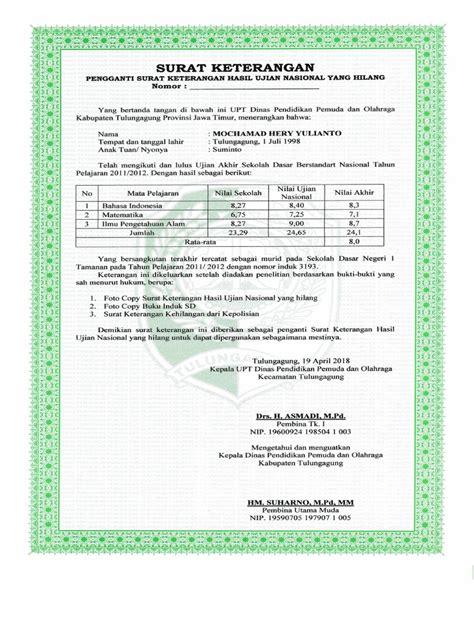 Contoh Surat Keterangan Skhun Sementara Surat Keterangan Desain Contoh