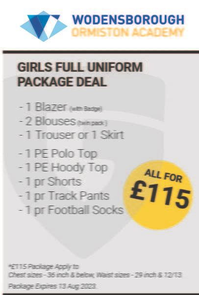 Wodensborough Ormiston Academy Girls Uniform Package Deal - Gogna ...