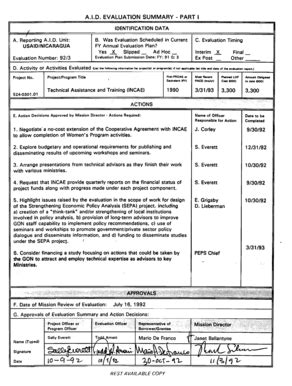 Fillable Online Pdf Usaid Evaluation Summary Part I Pdf Usaid Fax