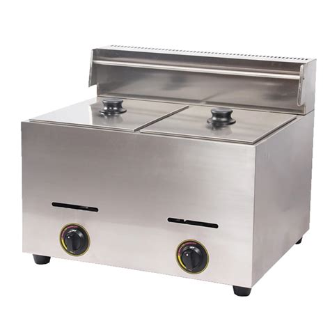 20l Double Tanks Counter Top Stainless Steel Commercial Gas Potato