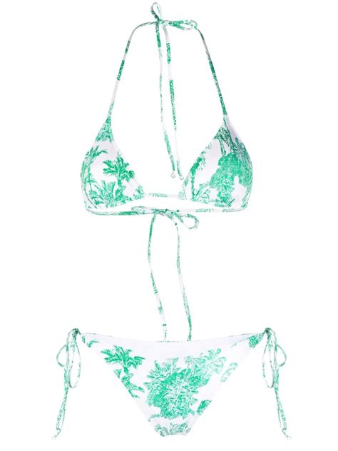 Mc2 Saint Barth Marielle Checky Palm print Bikini In Grün ModeSens