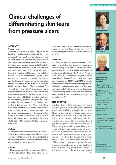 Clinical Challenges Of Differentiating Skin Tears From Pressure Ulcers Kimberly Leblanc1 4 Docslib