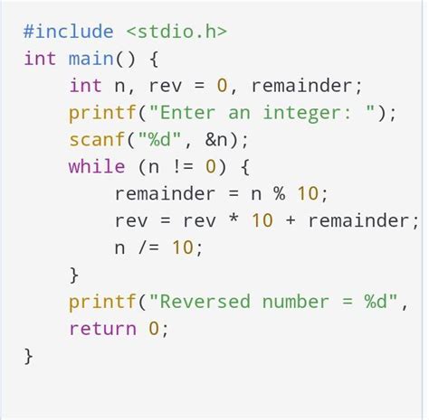 Write An Program To Print Reverse Number Of Given Number In C