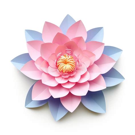 Una Flor De Papel Rosa Y Azul En Un Clipart De Superficie Blanca Sobre