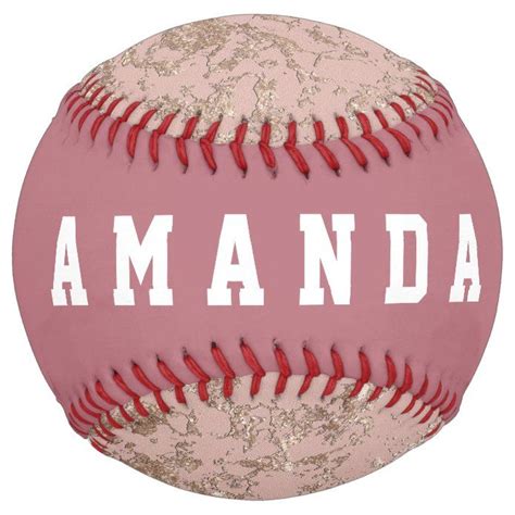 Girly Rose Gold Personalized Softball Zazzle Personalized Softball