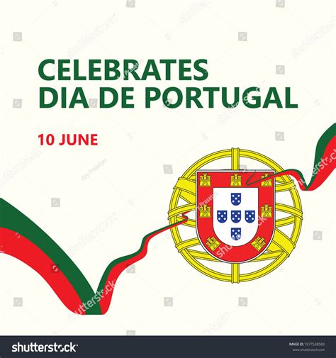 Portugal Day Greeting Card Portuguese Text Stock Vector (Royalty Free
