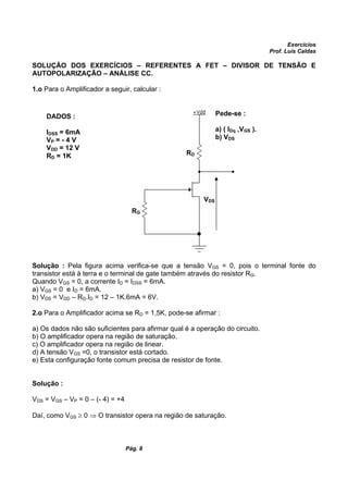 Solu O Dos Exerc Cios Referentes A Fet Divisor De Tens O E