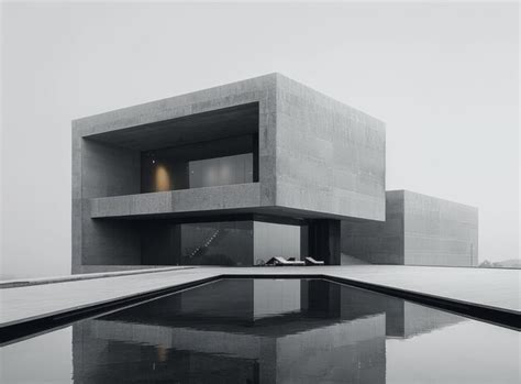 Premium Photo A Minimalist Concrete House With A Pool