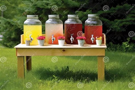 Lemonade Stand With A Variety Of Lemonade Flavors Including Cherry And