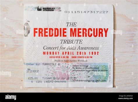 Ticket stub for The Freddie Mercury Tribute Concert for Aids Awareness ...