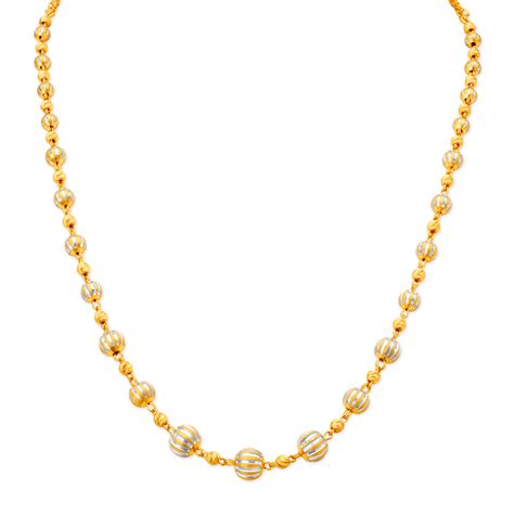 Tanishq 22 Karat Gold Chain With Textured Beads