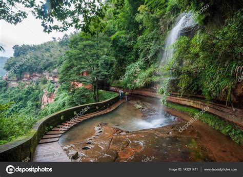 Waterfall In Bamboo Forest In Bamboo Sea Scenic Spot In — Stock Photo