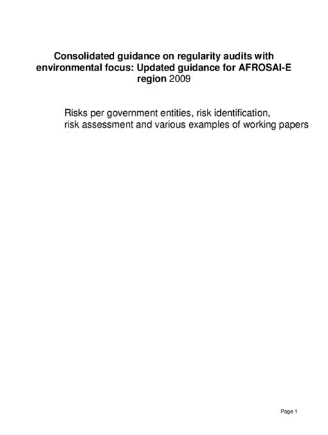 Fillable Online Consolidated Guidance On Regularity Audits With Fax