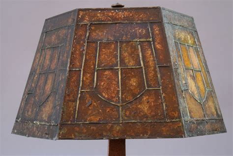 Hammered Copper Table Lamp W Original Mica Shade At 1stdibs