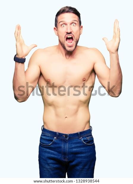 Handsome Shirtless Man Showing Nude Chest Stock Photo 1328938544 Shutterstock
