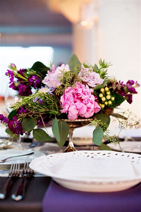 White Purple Classic Centerpiece Elizabeth Anne Designs The Wedding Blog