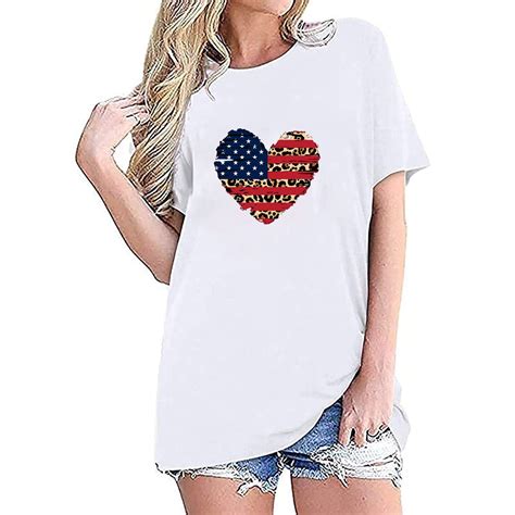 Major Savings Ganfancp Independence Day Workout Women Tops Short Sleeve