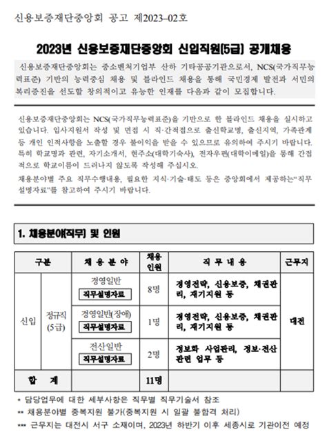 신용보증재단중앙회 2023년 각 분야별 신입직원5급 공개채용 공모전 대외활동 링커리어