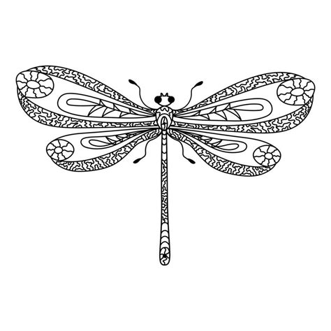 Dragonfly Coloring Page For Adults Anti Stress In Zentangle Style