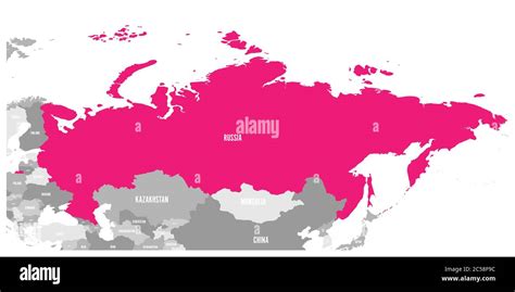 Political Map Of Russia And Surrounding Countries Highlighted By Pink