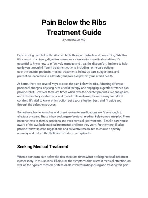 Pain Below The Ribs Treatment Guide | PDF | Pain | Medical Diagnosis